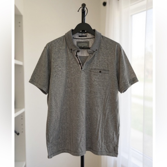Ted Baker London Charcoal Polo with Patterned Collar - Picture 1 of 7